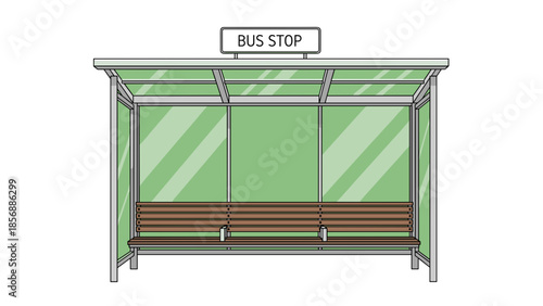 Bus Stop Vector Graphic: Public Transportation Shelter for City Commute, Waiting, and Transit Design Elements, Isolated on Transparent Background.