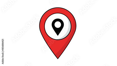 Red Map Pointer Icon: Find Your Location - Navigation Symbol, Gps Marker for Destination and Travel Route, isolated on transparent background. Cartography and Orientation
