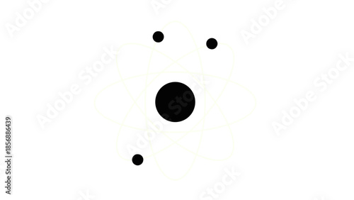Atom Symbol Vector: Scientific Model Representation of Energy, Nuclear Physics, isolated on transparent background. Power Icon for Technology and Education