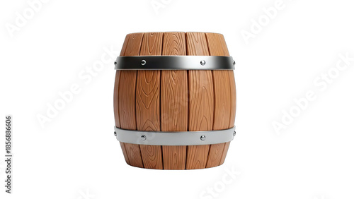 Wooden Barrel Isolated on White Background
