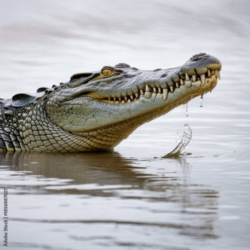 Fototapeta premium Massive Nile Crocodile in Moody Wildlife Photography