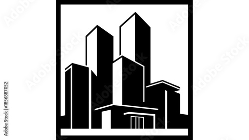 Black and White City Skyline Illustration 1.