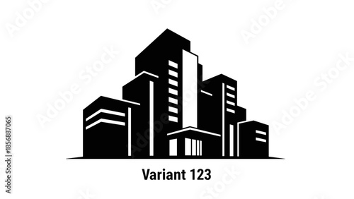 Black and White Cityscape Building Illustration.