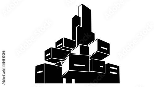 Black and White Cityscape Building Silhouette.