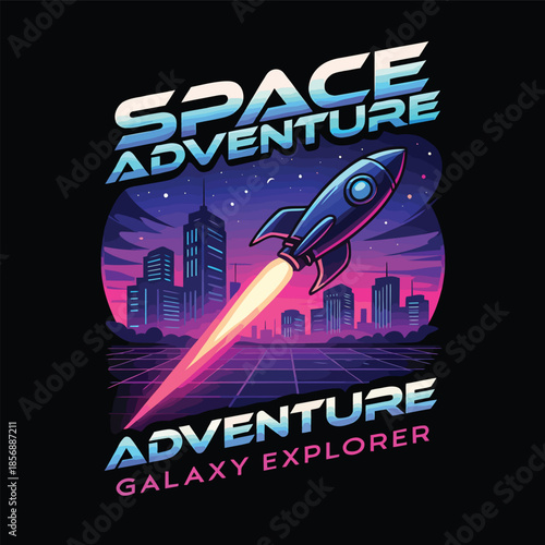 Space Adventure Astronaut Retro Graphic