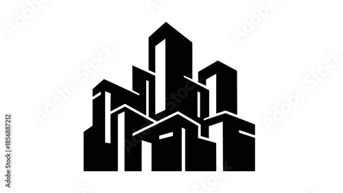 Black City Skyline Silhouette Graphic Design 2.