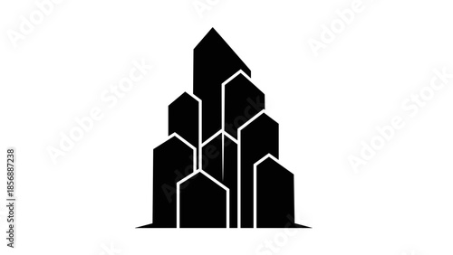 Black City Skyline Silhouette Graphic Illustration.