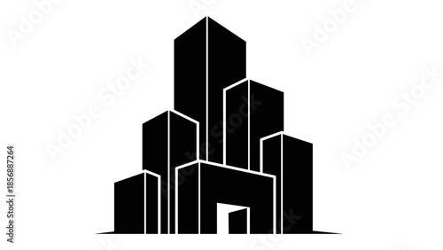 Black City Skyline Silhouette Vector Graphic.
