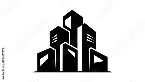 Black Cityscape Buildings Silhouette Graphic Design.