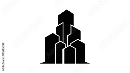 Black Cityscape Silhouette Graphic Design Element.