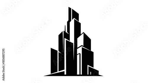 Black Cityscape Silhouette Urban Landscape Illustration.