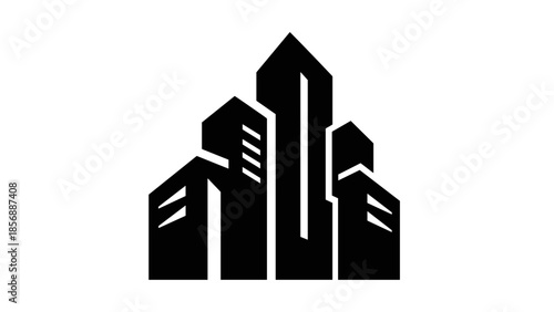 Black Silhouette of City Skyline Buildings 3.