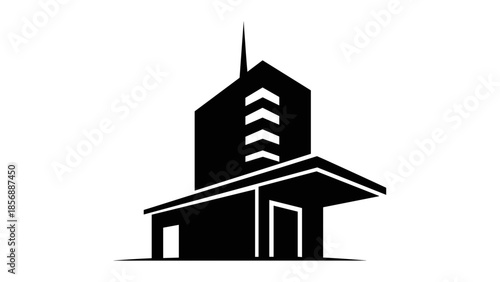 Black Silhouette of Modern Church Building.