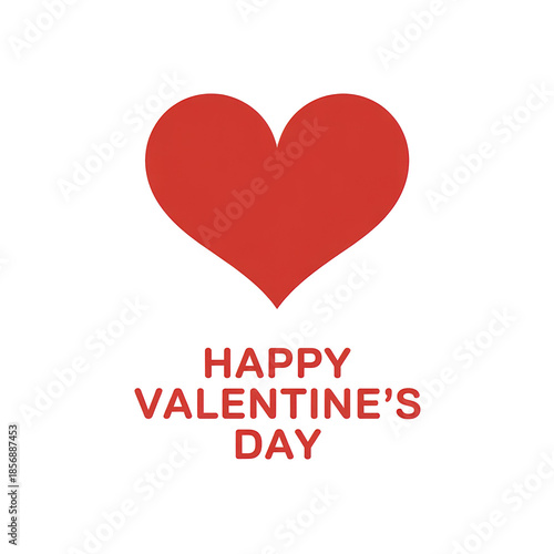 Minimalist Happy Valentine’s Day Greeting Design with Red Heart Icon and Bold Typography on Black Background