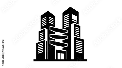 Black Silhouette of Modern City Buildings 7.
