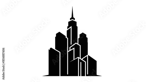 City Skyline Silhouette with Towering Skyscrapers.