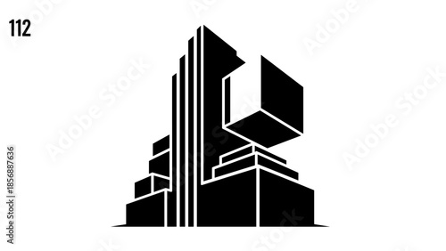 Geometric Abstract Black and White Structure 1.