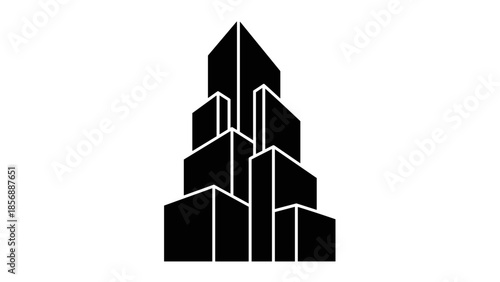 Geometric Black Cityscape Building Structure.