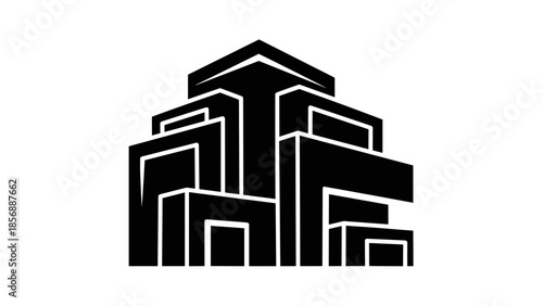 Geometric Building Structure Silhouette Design Element.