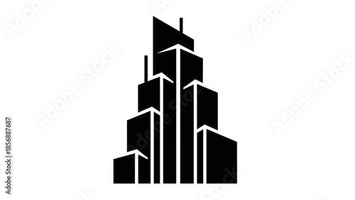 Geometric Cityscape Silhouette Modern Architecture.