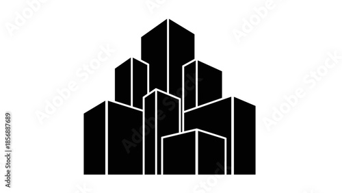 Geometric Cityscape Buildings Skyscrapers Urban Architecture.