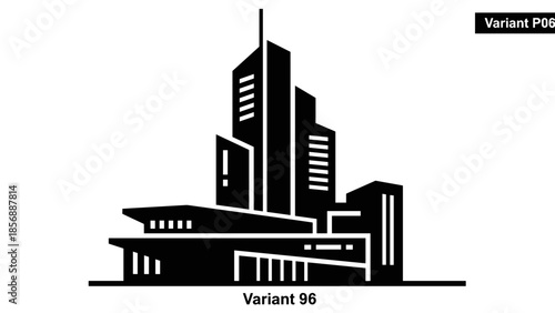 Modern City Skyline Silhouette Graphic Illustration.