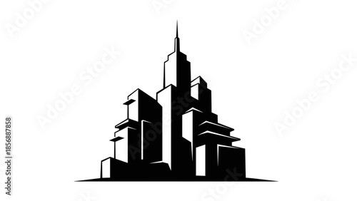 Modern City Skyline Silhouette Illustration.