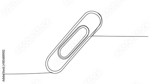 Paper clip line drawing on white background  