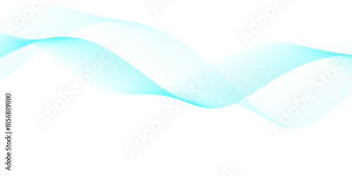 Modern abstract blue and cyan flowing wave line background with smooth gradient motion, showcasing curved linear frequency patterns on black for digital technology and business design use.