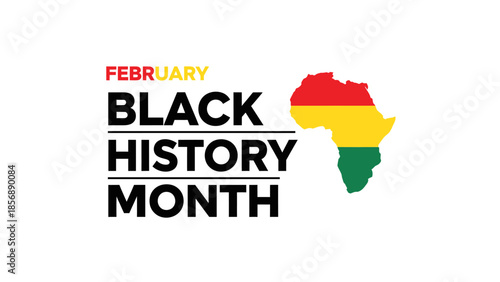 February black history month celebration with african continent in pan-african colors
