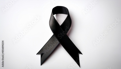 black ribbon isolated on white background rest in peace concept and mourning