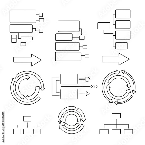 Various business process flowcharts and diagrams for workflow optimization