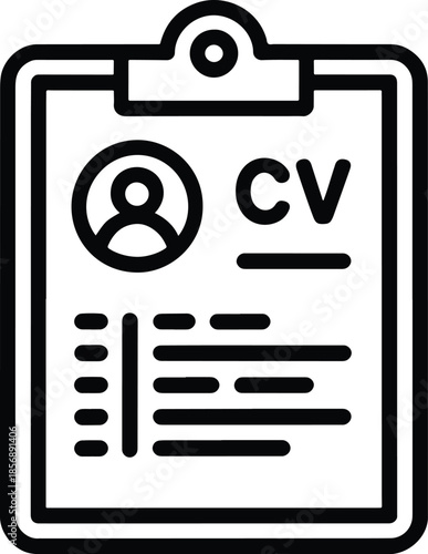 CV Resume on Clipboard Outline Icon
