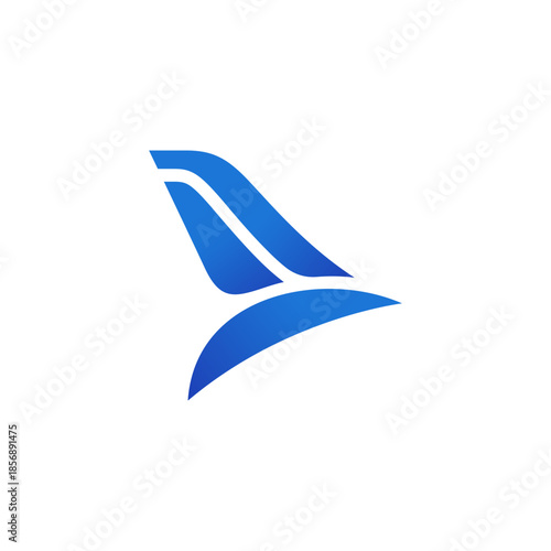 Travel Agency logo abstract wing shape of a Jet airplane tail