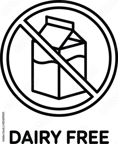 Dairy Free Symbol Icon Black Outline Illustration