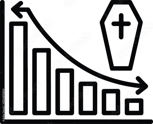 Bild auf Leinwand Decline in Mortality Rate and Coffin Symbol