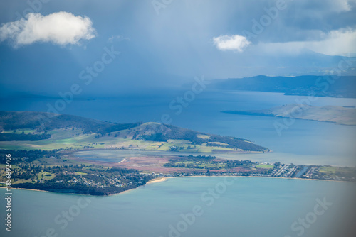 Εκτύπωση καμβά Aerial view of Tasmania after leaving the airport in Hobart, Australia