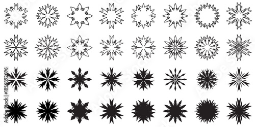 Beautiful snowflake imaginative drawing doodle shape pattern, isolated on white background.vector