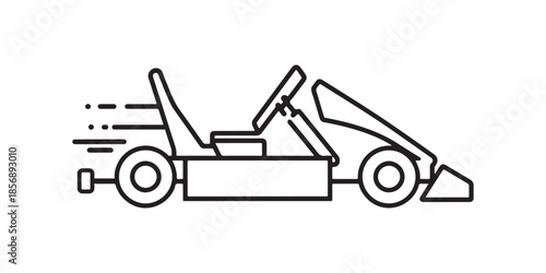 Go kart, racing car vector icon on PNG transparent background