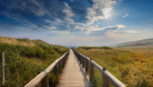 Walkway Along Borderland On Sky Background