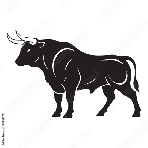 Stylized dark bull modern logo design finance market symbol