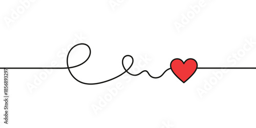 Love Heart with Continuous Line Art - Minimalist Design for Valentine s Day, Greeting Cards, Social Media