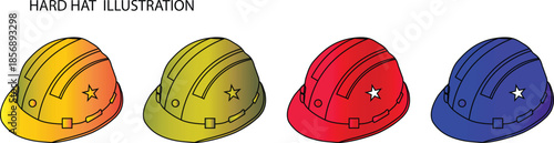 Industrial Protective Headgear Vector Illustrations for Construction Safety