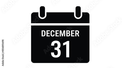 A black calendar icon displaying the last day of december the thirty first