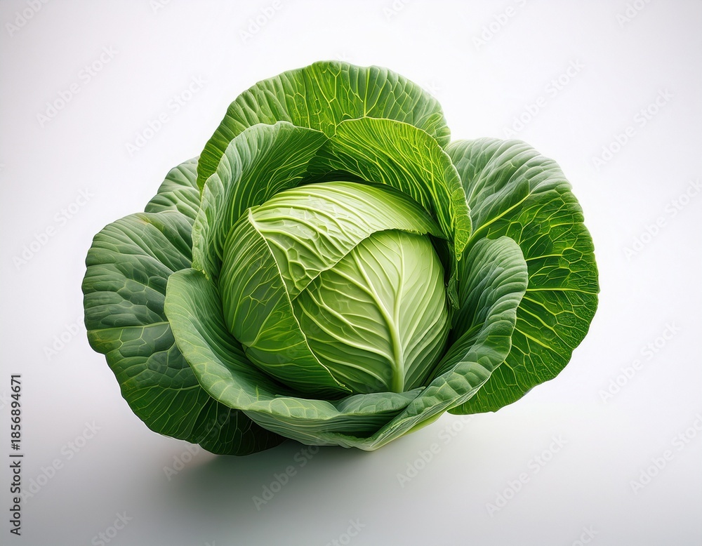 Fototapeta premium fresh green cabbage head healthy vegetable food ingredient