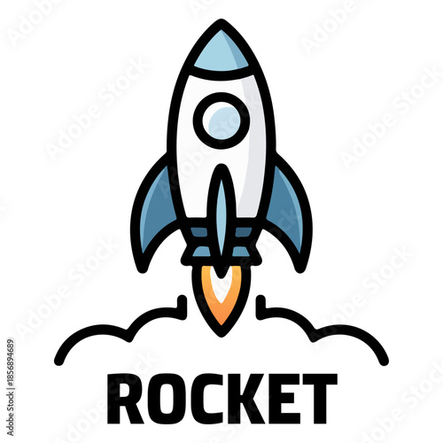 Rocket Launch Vector Icon – Space Startup Symbol, Flying Spaceship Illustration for Innovation, Technology, and Business Growth Concept