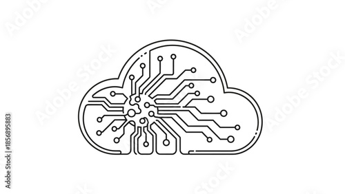 Cloud Computing Technology Icon Representing Digital Data Storage and Network Connectivity