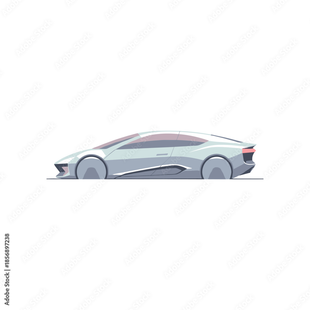Fototapeta premium Sleek futuristic silver electric car design concept for modern transportation.