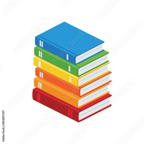 Stack of Colorful Books Isometric View Education and Learning Concept.
