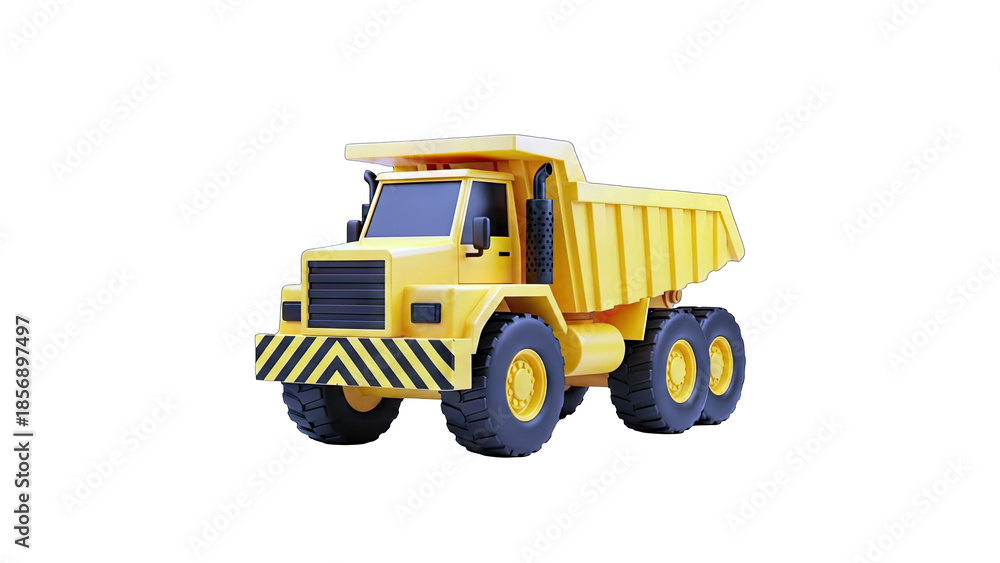 Fototapeta premium Yellow Dump Truck Isolated on White Background